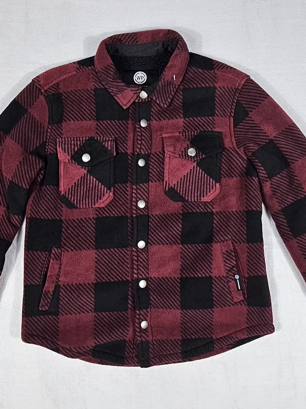 Weatherproof Buffalo Plaid Jacket Kids 10/12 Red Black Sherpa Lined Flannel Coat